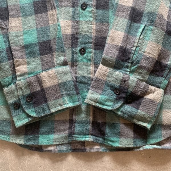 画像6: 【XL】RUGGED WEAR 長袖プリントネルシャツ 青緑チェック■ビンテージ オールド レトロ アメリカ古着 90s ライトネル (6)