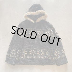 画像: 【M】Anthony Richards アクリルボア エスキモージャケット パーカー 黒 総柄■ビンテージ オールド レトロ アメリカ古着 リバーシブル