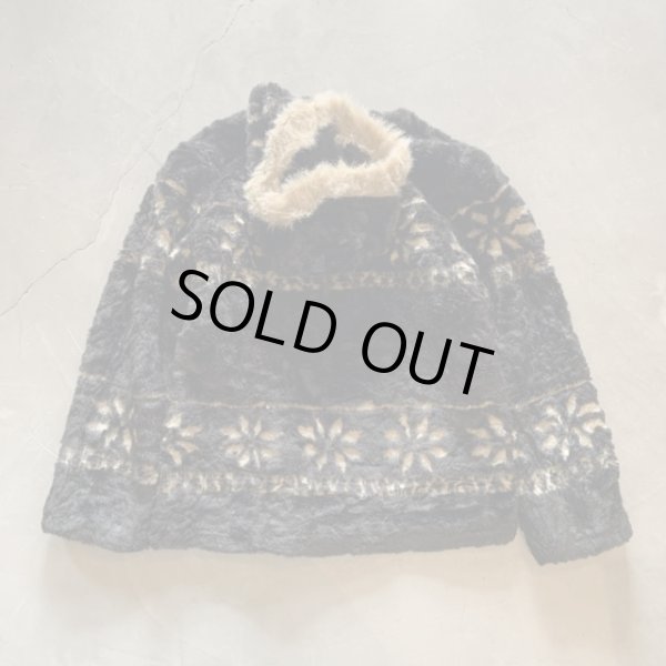 画像8: 【M】Anthony Richards アクリルボア エスキモージャケット パーカー 黒 総柄■ビンテージ オールド レトロ アメリカ古着 リバーシブル (8)