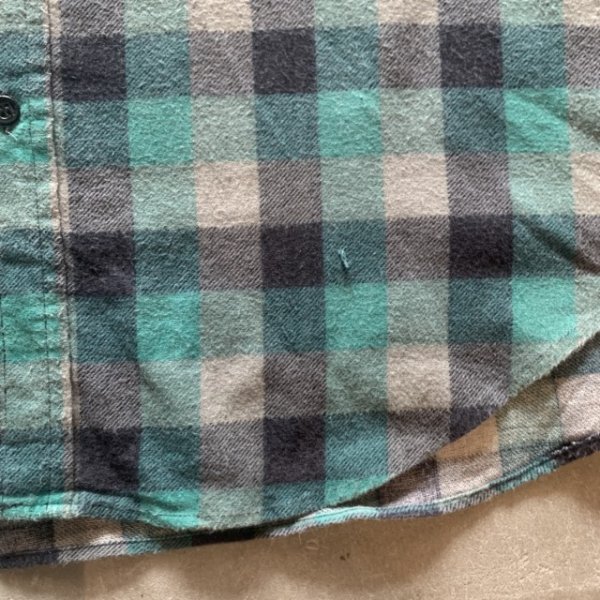 画像4: 【XL】RUGGED WEAR 長袖プリントネルシャツ 青緑チェック■ビンテージ オールド レトロ アメリカ古着 90s ライトネル (4)