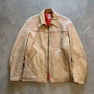 画像: 【L】60s-70s UBER ジップアップ レザージャケット ハーフコート■ビンテージ オールド レトロ アメリカ古着 革ジャン スポジャケ