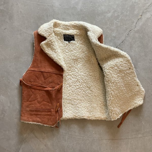 画像4: 【S/M】80s 裏ボア スエードレザーベスト ブラウン 茶系■ビンテージ オールド レトロ アメリカ古着 レディース ウエスタン (4)