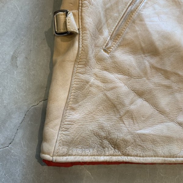 画像8: 【L】60s-70s UBER ジップアップ レザージャケット ハーフコート■ビンテージ オールド レトロ アメリカ古着 革ジャン スポジャケ (8)