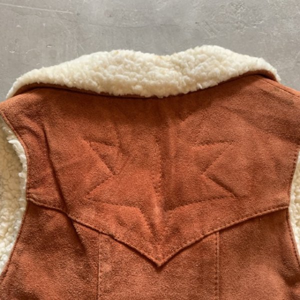 画像6: 【S/M】80s 裏ボア スエードレザーベスト ブラウン 茶系■ビンテージ オールド レトロ アメリカ古着 レディース ウエスタン (6)