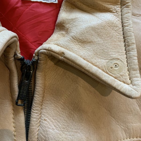 画像3: 【L】60s-70s UBER ジップアップ レザージャケット ハーフコート■ビンテージ オールド レトロ アメリカ古着 革ジャン スポジャケ (3)