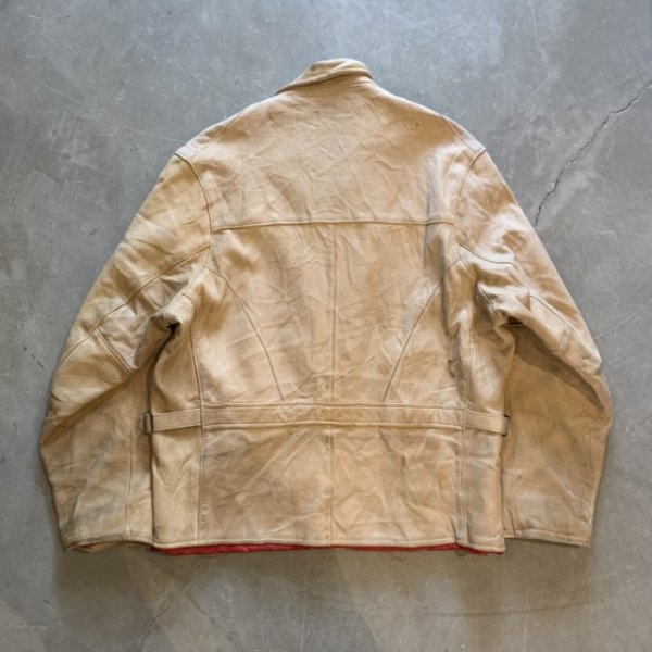 画像9: 【L】60s-70s UBER ジップアップ レザージャケット ハーフコート■ビンテージ オールド レトロ アメリカ古着 革ジャン スポジャケ (9)