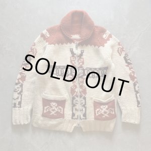 画像: 【S/M】60s-70s カナダ トーテムポール ショールカラー カウチンニット 茶系■ビンテージ アメリカ古着 ジップ ウールセーター ジャケット