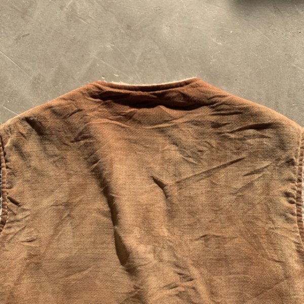 画像8: 【L/XL】70s UNKNOWN 裏ボアベスト ブラウン 茶系■ビンテージ オールド レトロ アメリカ古着 ウエスタン コットン (8)