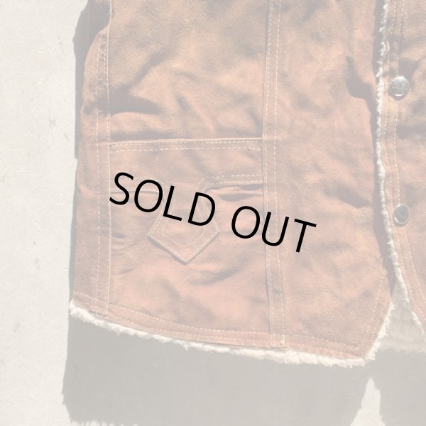 画像4: 【S/M】70s UNKNOWN 裏ボア スエードレザーベスト ブラウン 茶系■ビンテージ オールド レトロ アメリカ古着 メキシコ製 ウエスタン (4)