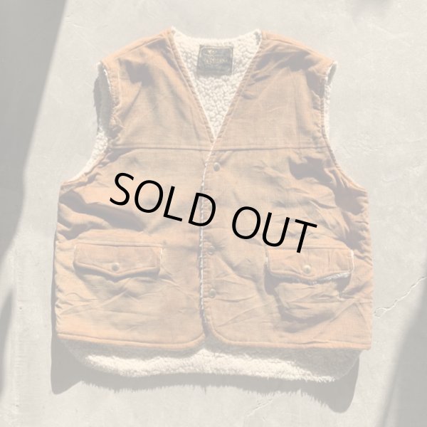 画像1: 【L/XL】70s USA製 WEST WIND 裏ボアベスト ブラウン 茶系■ビンテージ オールド レトロ アメリカ古着 ウエスタン コットン (1)