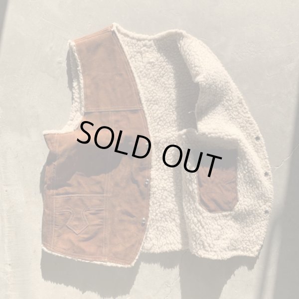 画像5: 【S/M】70s UNKNOWN 裏ボア スエードレザーベスト ブラウン 茶系■ビンテージ オールド レトロ アメリカ古着 メキシコ製 ウエスタン (5)