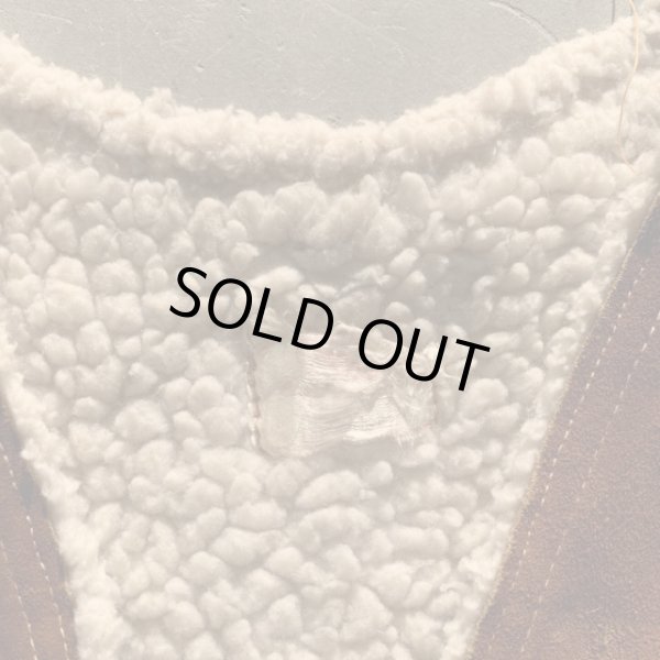 画像3: 【S/M】70s UNKNOWN 裏ボア スエードレザーベスト ブラウン 茶系■ビンテージ オールド レトロ アメリカ古着 メキシコ製 ウエスタン (3)