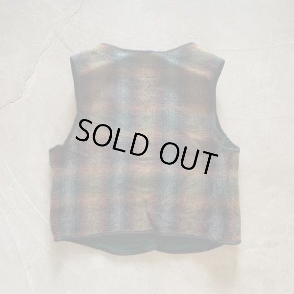 画像6: 【Ladies】USA製 Woolrich ウールベスト 緑×茶系チェック オンブレ■ビンテージ オールド アメリカ古着 90s ウールリッチ レディース (6)