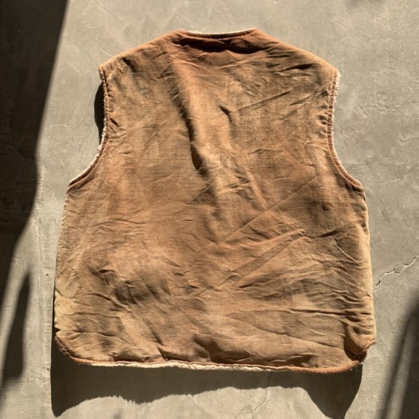 画像7: 【L/XL】70s UNKNOWN 裏ボアベスト ブラウン 茶系■ビンテージ オールド レトロ アメリカ古着 ウエスタン コットン (7)