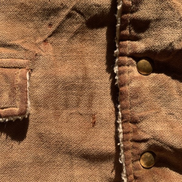 画像4: 【L/XL】70s UNKNOWN 裏ボアベスト ブラウン 茶系■ビンテージ オールド レトロ アメリカ古着 ウエスタン コットン (4)