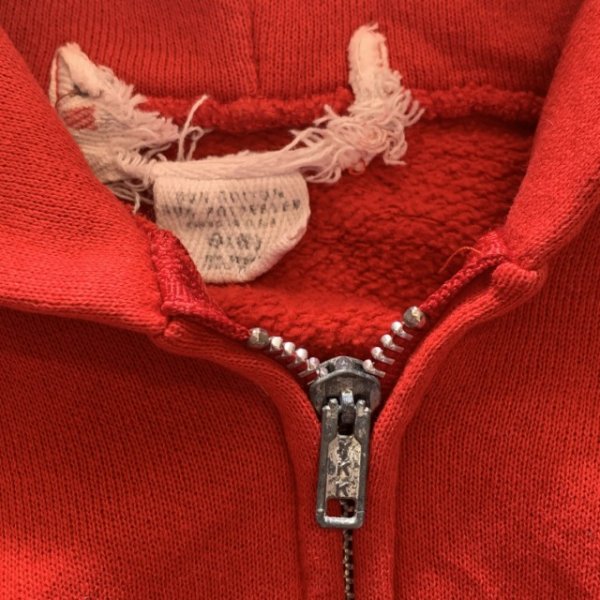 画像2: 【Kids】80s UNKNOWN ジップアップ スウェットパーカー レッド 赤■ビンテージ オールド レトロ アメリカ古着 キッズ 子供服 (2)