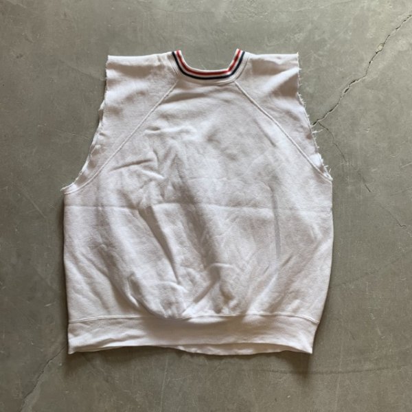 画像7: 【L】70s Champion 染み込みプリント カットオフスウェット 白■ビンテージ オールド アメリカ古着 チャンピオン バータグ トレーナー (7)