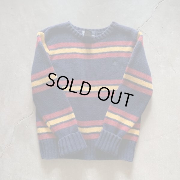 画像5: 【Kids】Polo Ralph Lauren コットンニット セーター 紺ボーダー■ビンテージ オールド アメリカ古着 キッズ 子供服 ポロラルフローレン (5)