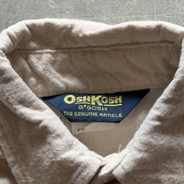 画像3: 【Kids】80s USA製 OSHKOSH 長袖シャモアクロスシャツ アイボリー 白■ビンテージ アメリカ古着 キッズ 子供服 ネルシャツ オシュコシュ (3)