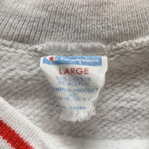 画像5: 【L】70s Champion 染み込みプリント カットオフスウェット 白■ビンテージ オールド アメリカ古着 チャンピオン バータグ トレーナー (5)