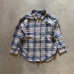 画像: 【3T Kids】Ralpph Lauren ボタンダウン 長袖シャツ 青白チェック■アメリカ古着 キッズ 子供服 ラルフローレン