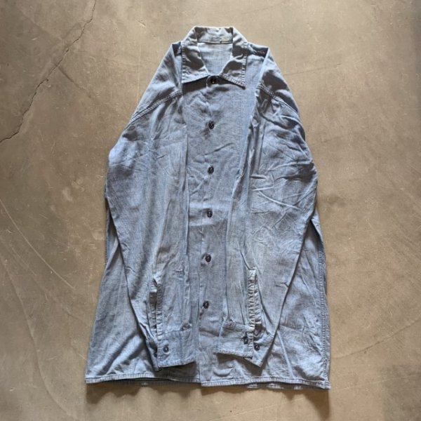 画像6: 【M/L】60s USN オールコットン 耳付き 長袖シャンブレーシャツ■ビンテージ オールド アメリカ古着 ミリタリー ボックス ステンシル (6)
