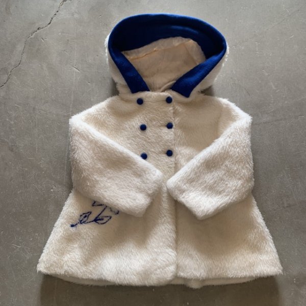 画像4: 【Kids】UNKNOWN チェーン刺繍 フード付き フリースパーカー ジャケット 白■ビンテージ オールド アメリカ古着 キッズ 子供服 70s 花柄 (4)