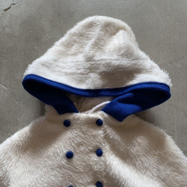 画像2: 【Kids】UNKNOWN チェーン刺繍 フード付き フリースパーカー ジャケット 白■ビンテージ オールド アメリカ古着 キッズ 子供服 70s 花柄 (2)