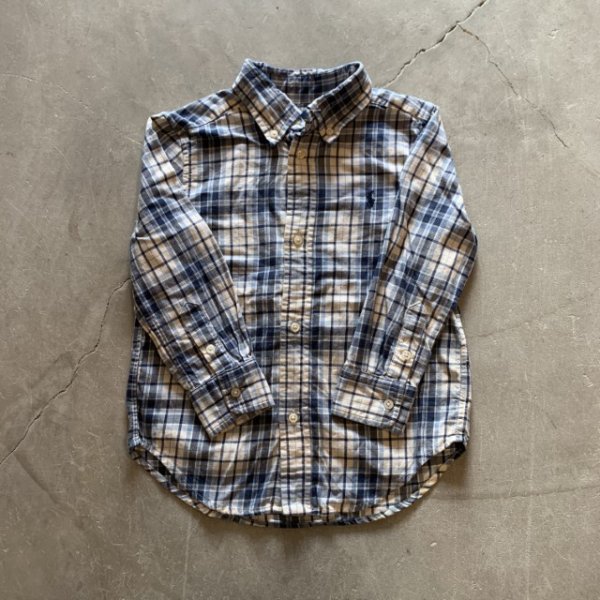 画像4: 【3T Kids】Ralpph Lauren ボタンダウン 長袖シャツ 青白チェック■アメリカ古着 キッズ 子供服 ラルフローレン (4)