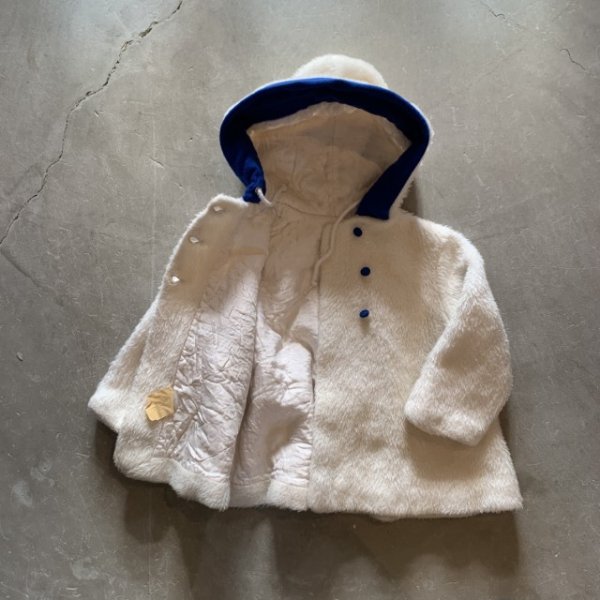 画像5: 【Kids】UNKNOWN チェーン刺繍 フード付き フリースパーカー ジャケット 白■ビンテージ オールド アメリカ古着 キッズ 子供服 70s 花柄 (5)