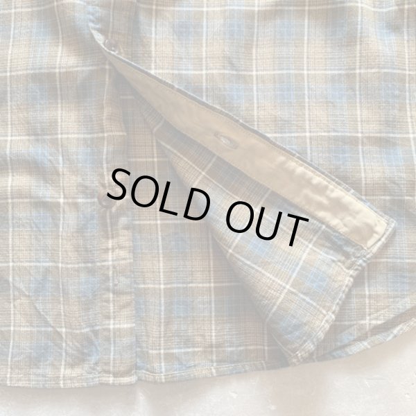 画像4: 【L/XL】FILSON 長袖シャツ ブルー×ブラウンチェック■アメリカ古着 フィルソン オンブレ シャドー ライトネルシャツ (4)