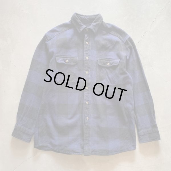画像1: 【L/XL】FIELDN' FOREST 長袖ヘビーネルシャツ 紺黒ブロックチェック■ビンテージ オールド レトロ アメリカ古着 90s-2000s (1)