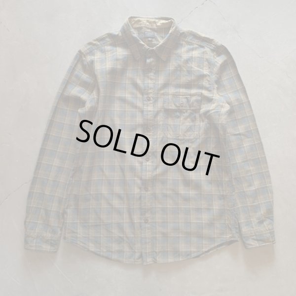 画像1: 【L/XL】FILSON 長袖シャツ ブルー×ブラウンチェック■アメリカ古着 フィルソン オンブレ シャドー ライトネルシャツ (1)