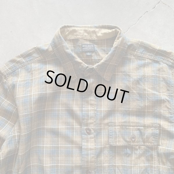 画像2: 【L/XL】FILSON 長袖シャツ ブルー×ブラウンチェック■アメリカ古着 フィルソン オンブレ シャドー ライトネルシャツ (2)