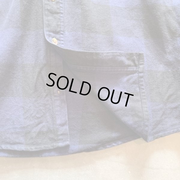 画像4: 【L/XL】FIELDN' FOREST 長袖ヘビーネルシャツ 紺黒ブロックチェック■ビンテージ オールド レトロ アメリカ古着 90s-2000s (4)