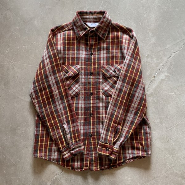 画像5: 【M/L】70s-80s USA製 Mr.Leggs 長袖ヘビーネルシャツ えんじ色チェック■ビンテージ オールド レトロ アメリカ古着 (5)