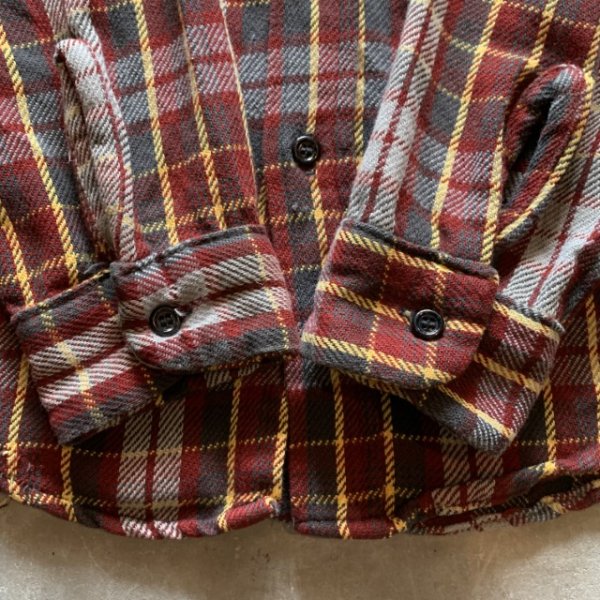 画像6: 【M/L】70s-80s USA製 Mr.Leggs 長袖ヘビーネルシャツ えんじ色チェック■ビンテージ オールド レトロ アメリカ古着 (6)