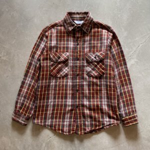 画像: 【M/L】70s-80s USA製 Mr.Leggs 長袖ヘビーネルシャツ えんじ色チェック■ビンテージ オールド レトロ アメリカ古着