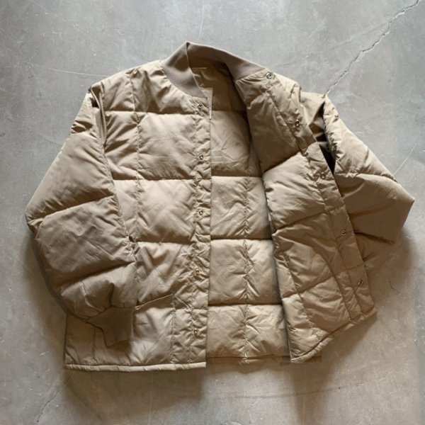 画像7: 【L】80s-90s WALLS ナイロン キルティング ダウンジャケット ベージュ■ビンテージ オールド アメリカ古着 MA-1タイプ 首リブ (7)