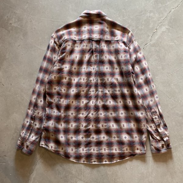 画像6: 【M/L】Woolrich 長袖ネルシャツ ベージュチェック×総柄■ビンテージ オールド レトロ アメリカ古着 ウールリッチ 90s-2000s (6)