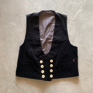 画像: 【L/XL】ドイツ製 FHB 太畝コーデュロイ ロガーベスト ブラック 黒無地■ビンテージ オールド レトロ ヨーロッパ古着 ユーロ
