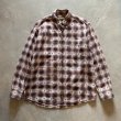 画像1: 【M/L】Woolrich 長袖ネルシャツ ベージュチェック×総柄■ビンテージ オールド レトロ アメリカ古着 ウールリッチ 90s-2000s (1)