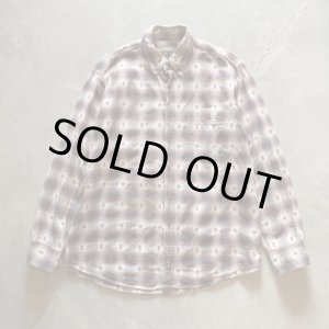 画像: 【M/L】Woolrich 長袖ネルシャツ ベージュチェック×総柄■ビンテージ オールド レトロ アメリカ古着 ウールリッチ 90s-2000s