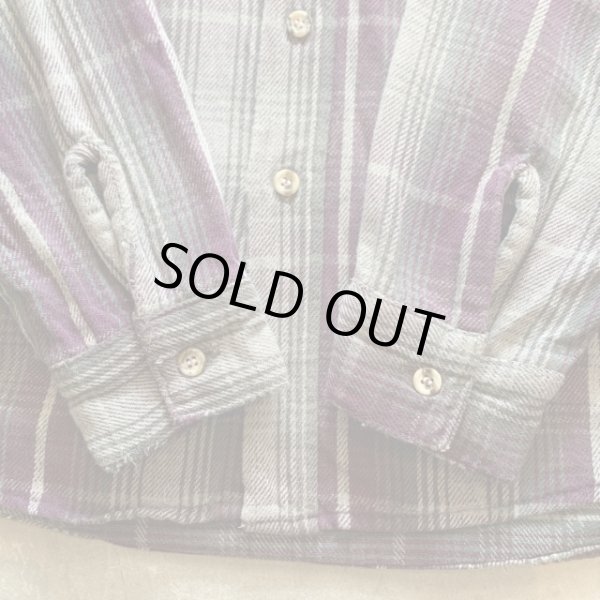 画像5: 【L/XL】90s Five Brother 長袖ヘビーネルシャツ 紫×グレーチェック■ビンテージ オールド アメリカ古着 USA製 ファイブブラザー (5)