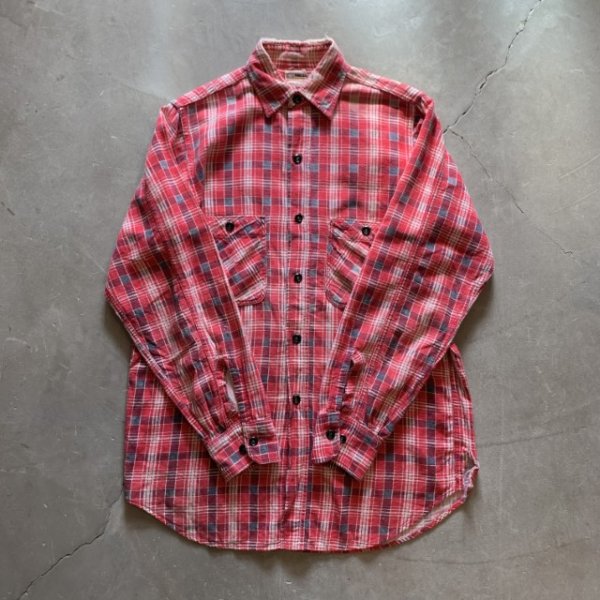 画像8: 【S】ボロ 50s PENNEY'S 長袖プリントネルシャツ 赤チェック■ビンテージ オールド レトロ アメリカ古着 ぺニーズ プリネル ライトネル (8)