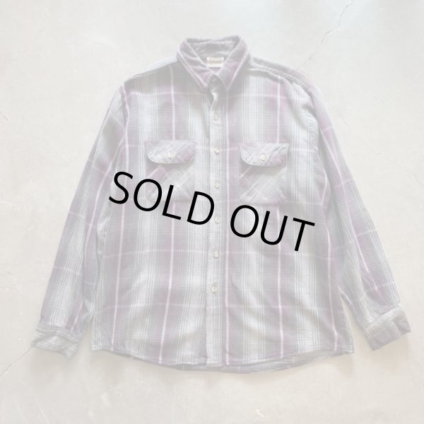 画像1: 【L/XL】90s Five Brother 長袖ヘビーネルシャツ 紫×グレーチェック■ビンテージ オールド アメリカ古着 USA製 ファイブブラザー (1)