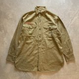 画像: 【L/XL】40s BSA ボーイスカウト マチ付き チェンジボタン 長袖シャツ カーキ■ビンテージ オールド アメリカ古着 ビッグサイズ