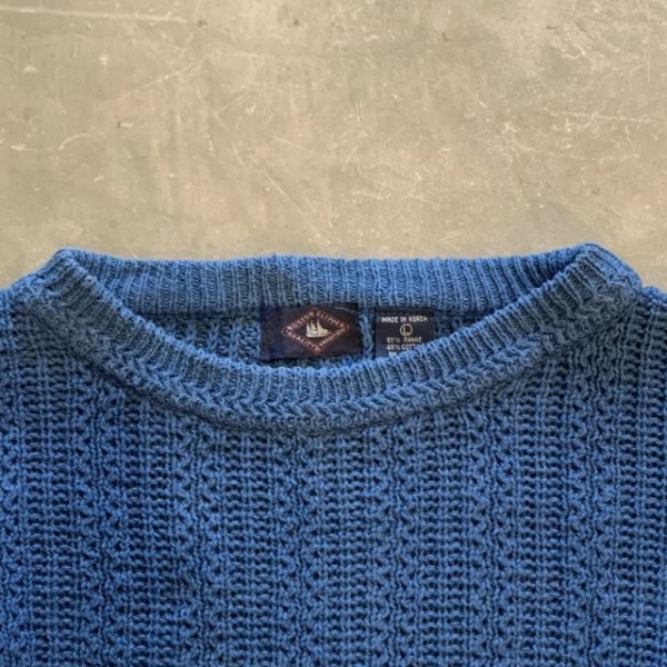 画像2: 【M/L】BOSTON CLIPPER ラミー×コットンニット セーター 青無地■ビンテージ オールド アメリカ古着 90s ブルー 短丈 (2)