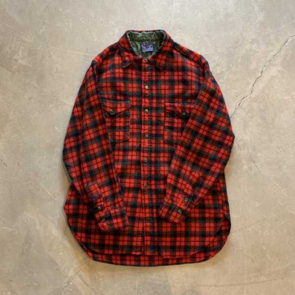 画像5: 【S】50s-60s USA製 PENDLETON 長袖ウールシャツ 赤チェック■ビンテージ オールド レトロ アメリカ古着 ペンドルトン ラウンド (5)