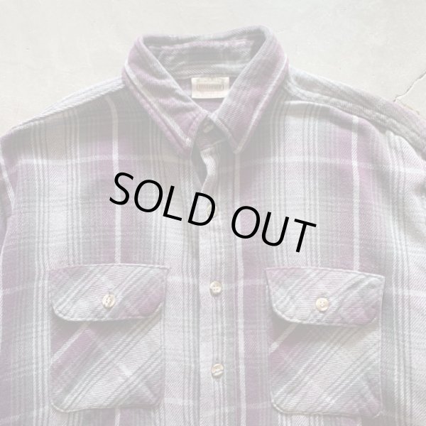 画像2: 【L/XL】90s Five Brother 長袖ヘビーネルシャツ 紫×グレーチェック■ビンテージ オールド アメリカ古着 USA製 ファイブブラザー (2)